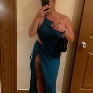 Elegant Teal One-Shoulder Dress
